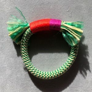 Anthropologie Bluma woven tassel raffia bangle